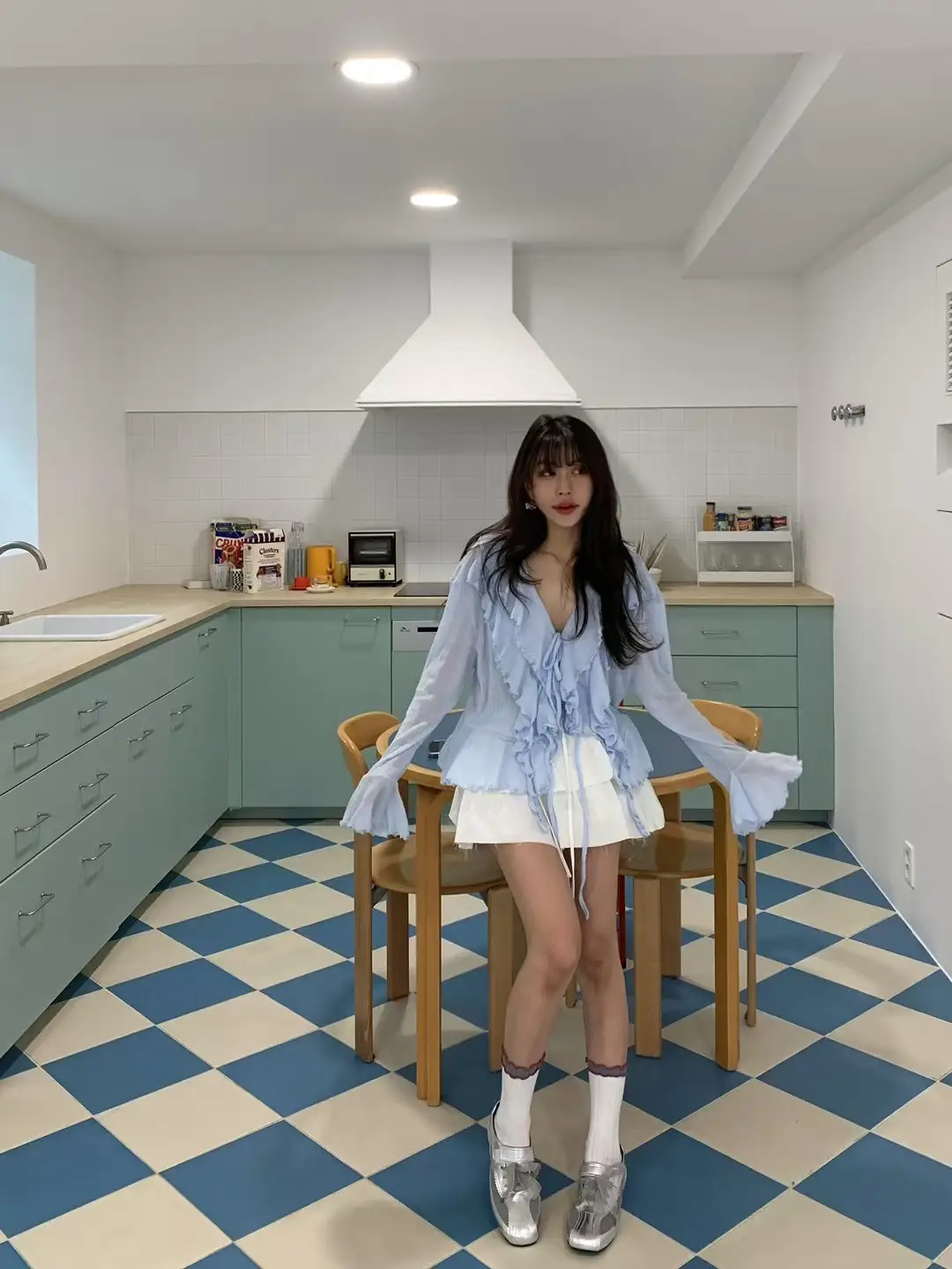 러블리 V넥 끈 디테일 긴소매 가디건 상세 이미지 7