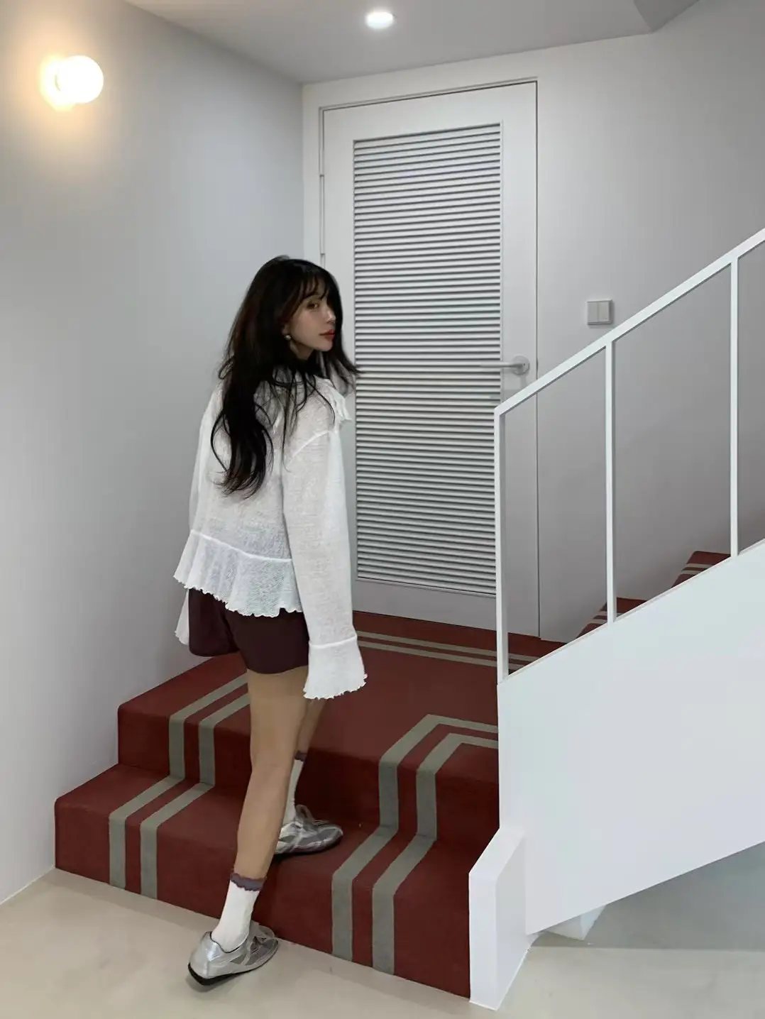 러블리 V넥 끈 디테일 긴소매 가디건 상세 이미지 11