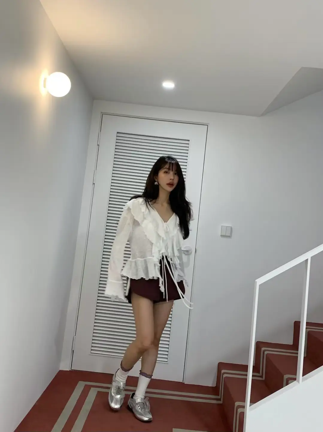 러블리 V넥 끈 디테일 긴소매 가디건 상세 이미지 14