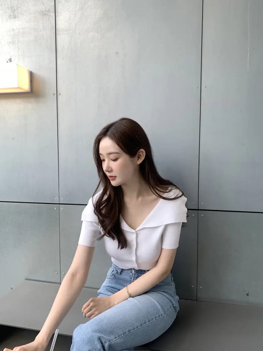 오프숄더 반소매 니트 상세 이미지 40