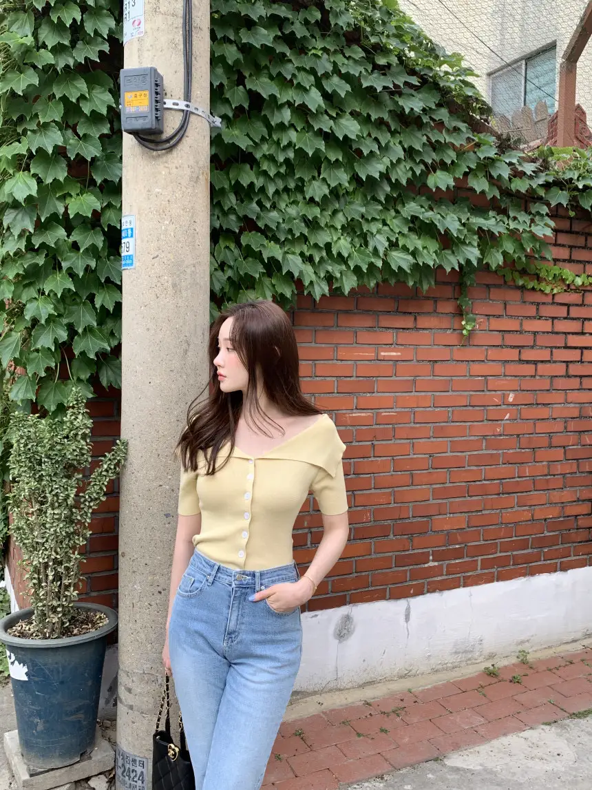 오프숄더 반소매 니트 상세 이미지 61