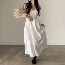 批发已出货尺码更新韩国chic夏季新款V领吊带<b class='q'>裙</b>女<b class='q'>修身</b>显瘦内搭长<b class='q'>裙</b>