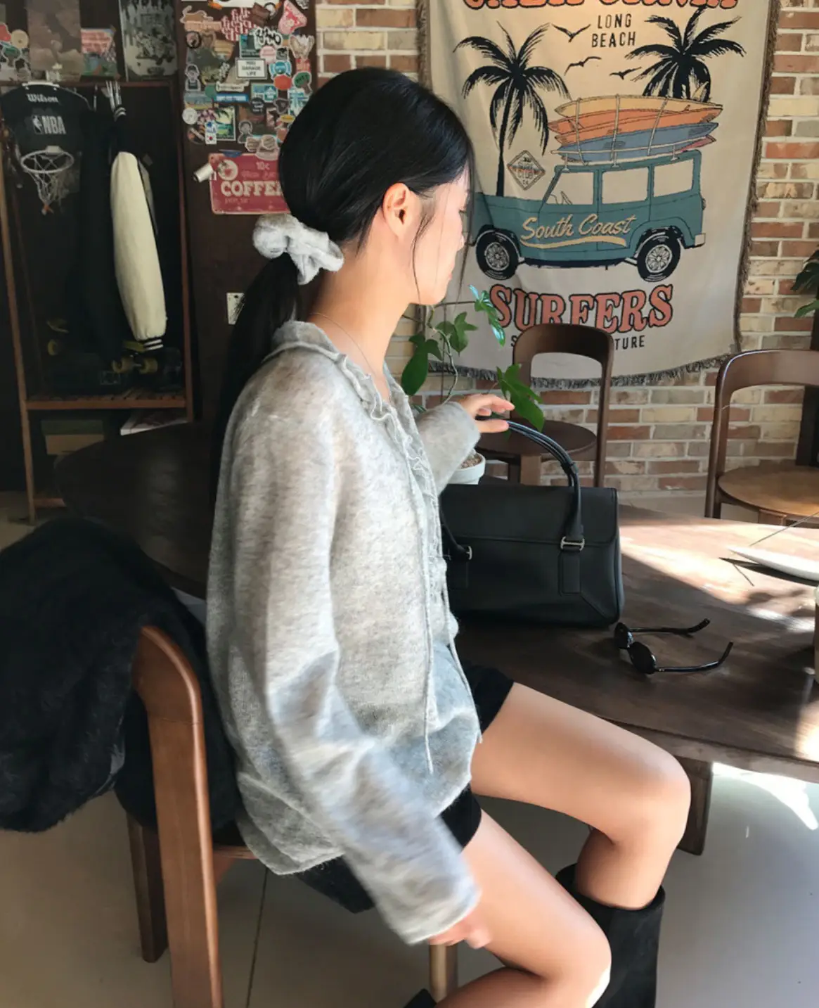 프릴 칼라 타이 니트 상세 이미지 11