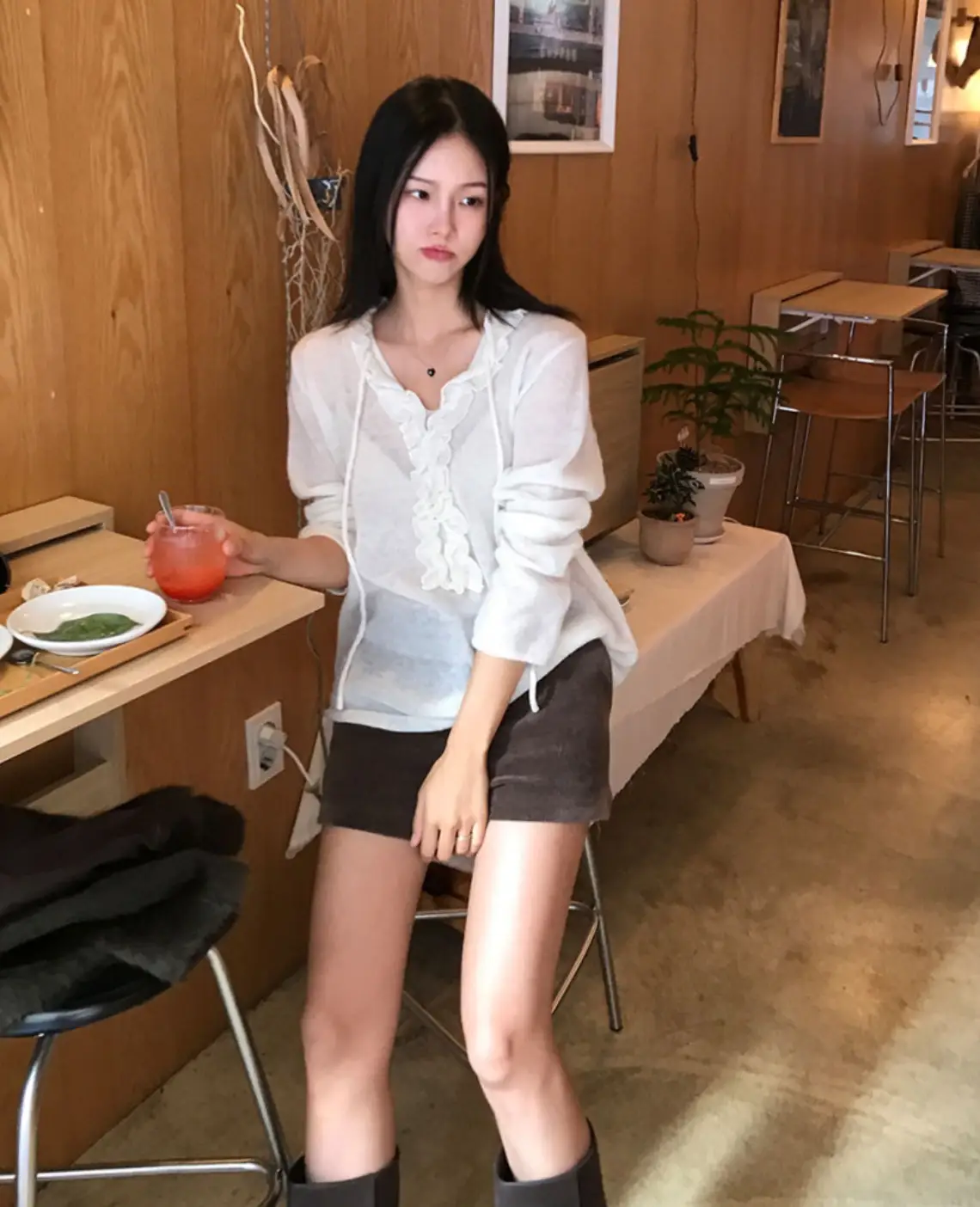 프릴 칼라 타이 니트 상세 이미지 14