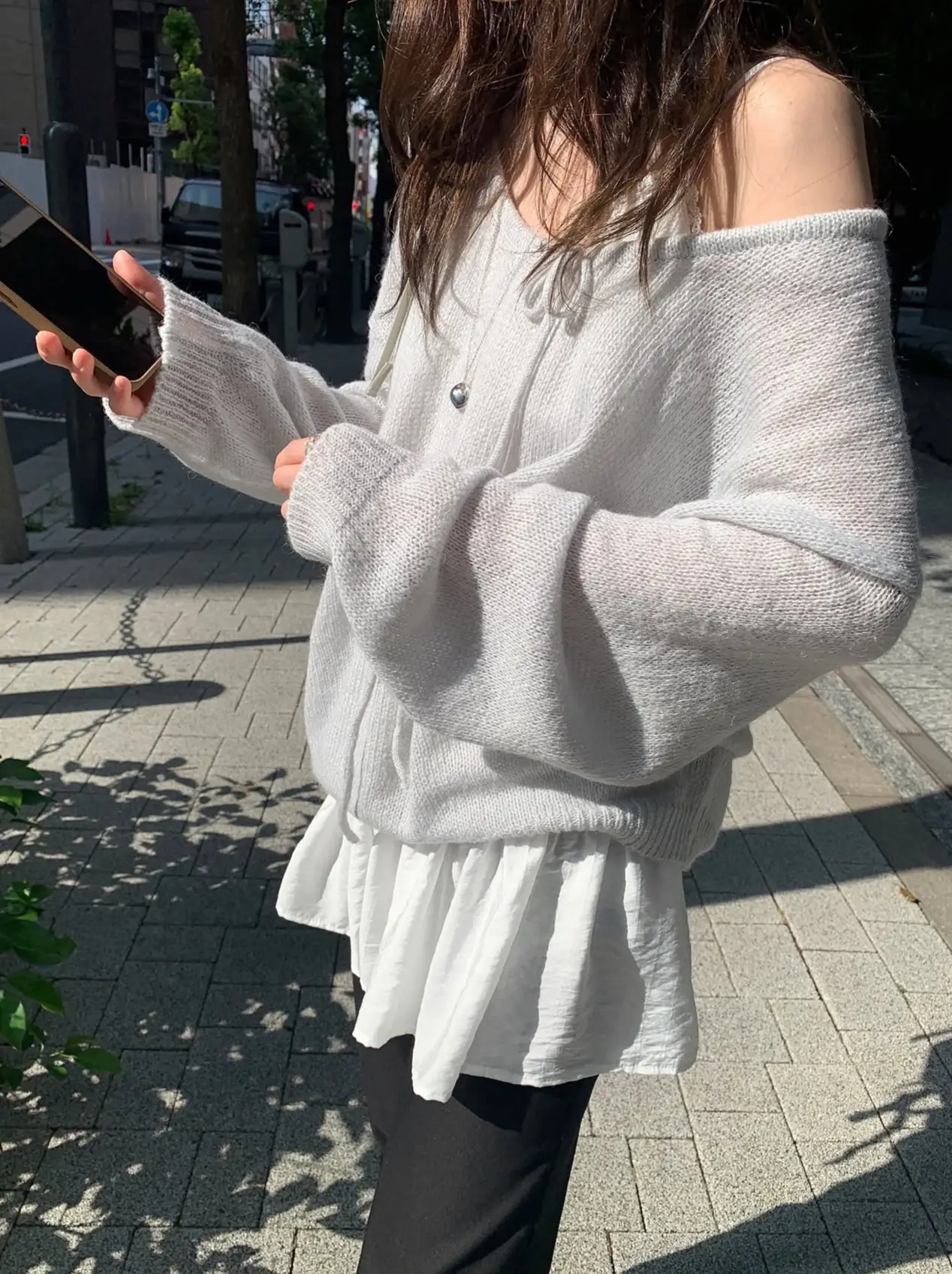 넥타이 디테일 니트 상세 이미지 1