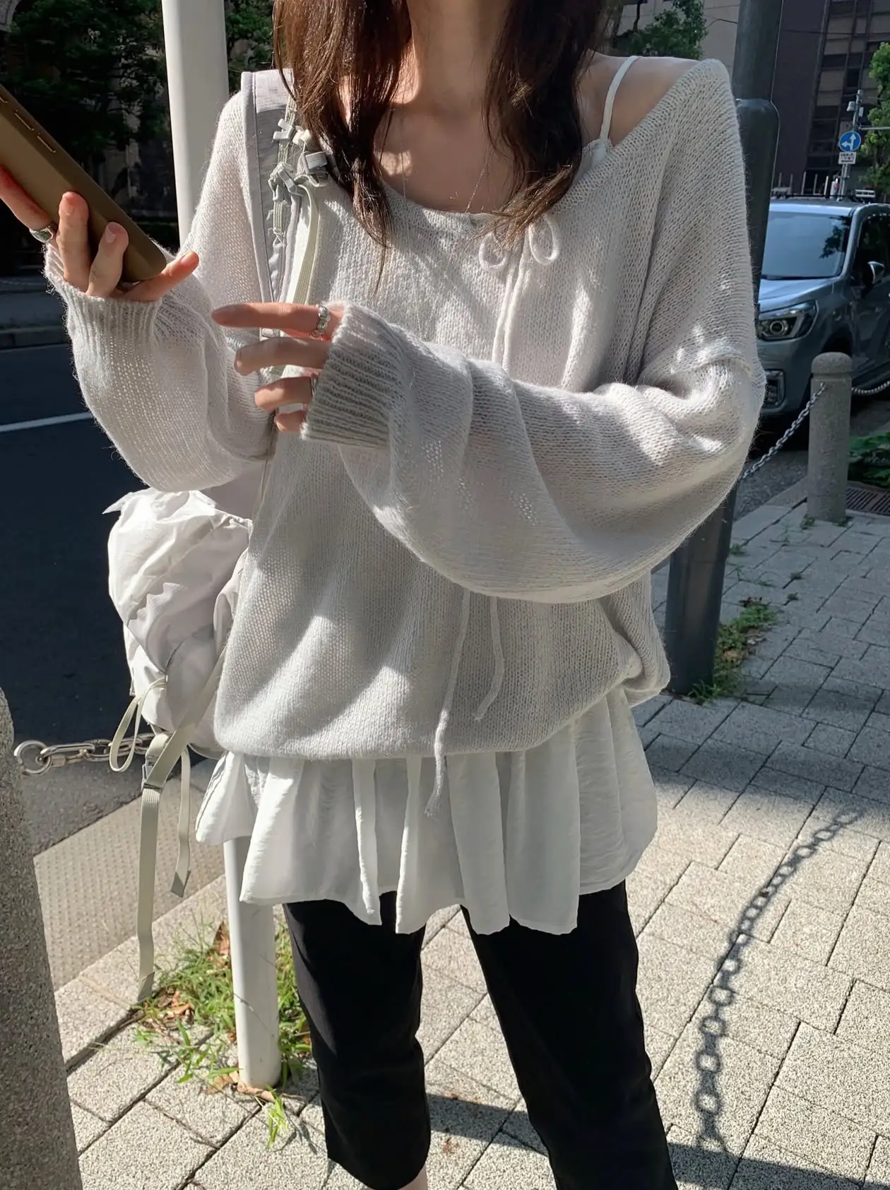 넥타이 디테일 니트 상세 이미지 2