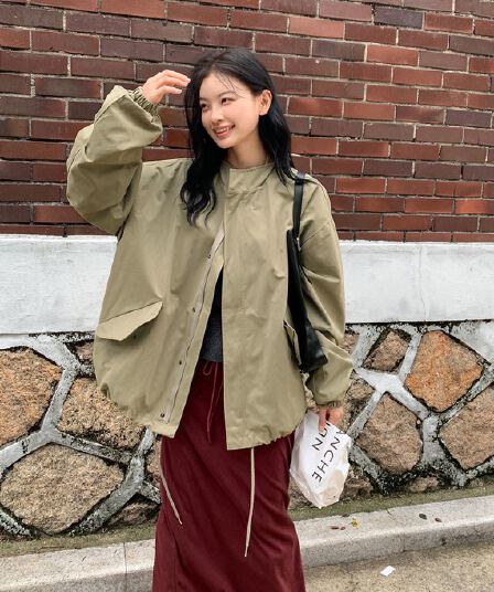 한국 chic 가을 겨울 새로운 레트로 스탠드 칼라 연령 감소 루즈핏 의류 펌프 로프 재킷