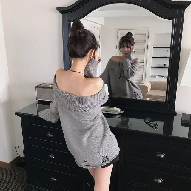 오프숄더 디스트로이드 니트 상세 이미지 21