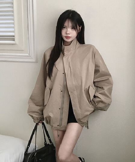 한국 chic 가을 겨울 새로운 한 부서 스탠드 칼라 밑단 펌프 로프 쇼트 스타일 재킷 재킷