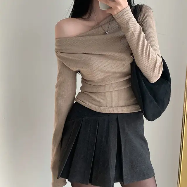 레트로 오프숄더 긴소매 티셔츠 (4color) 상세 이미지 3