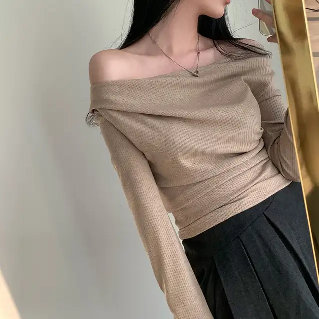 레트로 오프숄더 긴소매 티셔츠 (4color) 상세 이미지 7
