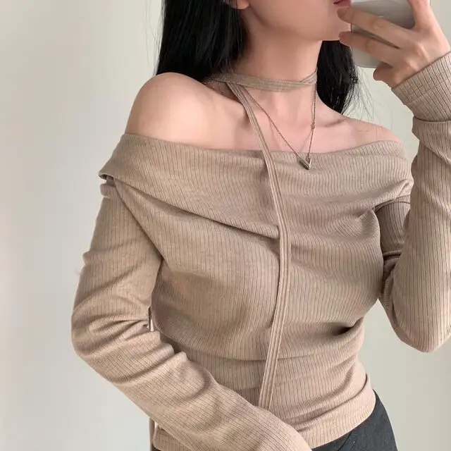 레트로 오프숄더 긴소매 티셔츠 (4color) 상세 이미지 11