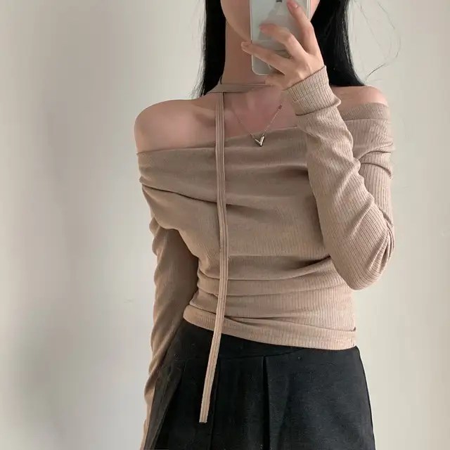 레트로 오프숄더 긴소매 티셔츠 (4color) 상세 이미지 14
