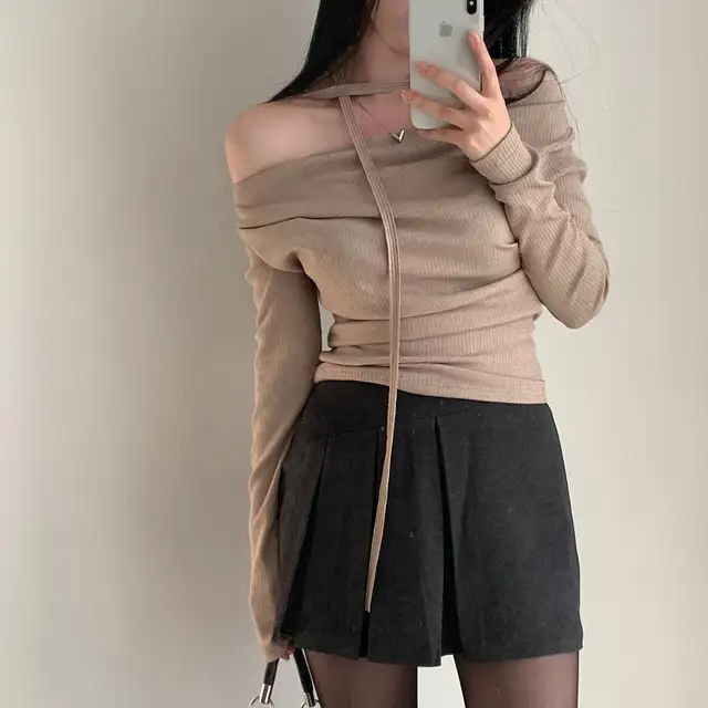 레트로 오프숄더 긴소매 티셔츠 (4color) 상세 이미지 15