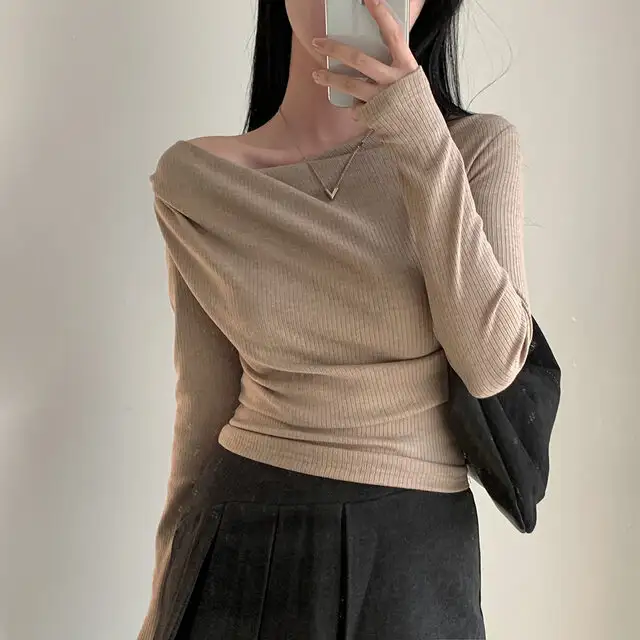 레트로 오프숄더 긴소매 티셔츠 (4color) 상세 이미지 26