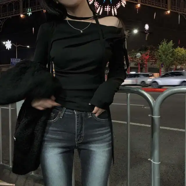 레트로 오프숄더 긴소매 티셔츠 (4color) 상세 이미지 54