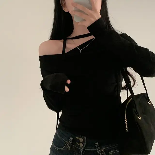 레트로 오프숄더 긴소매 티셔츠 (4color) 상세 이미지 61