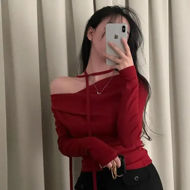 레트로 오프숄더 긴소매 티셔츠 (4color) 상세 이미지 80