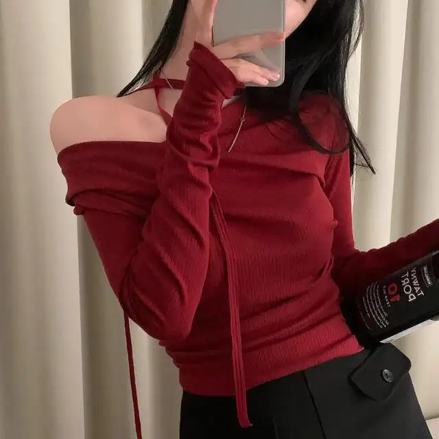 레트로 오프숄더 긴소매 티셔츠 (4color) 상세 이미지 82