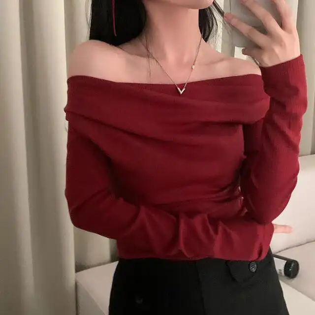 레트로 오프숄더 긴소매 티셔츠 (4color) 상세 이미지 85