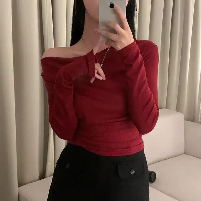 레트로 오프숄더 긴소매 티셔츠 (4color) 상세 이미지 87