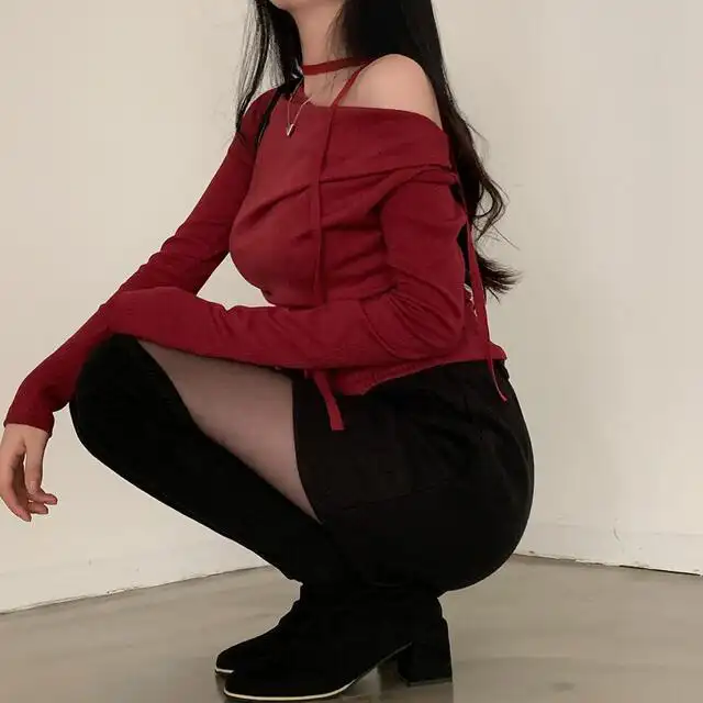 레트로 오프숄더 긴소매 티셔츠 (4color) 상세 이미지 88