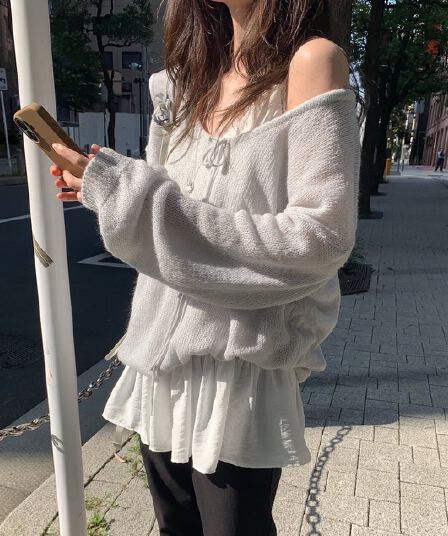 있음 선적 사이즈 업데이트 한국 chic 가을 겨울 새로운 부드러운 바람 레이스업 칼라 단색 느슨함 센스 니트 스웨터