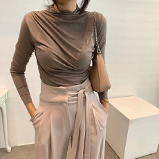 批发已出货尺码更新<b class='q'>韩国</b>chic秋季复古半高领长袖<b class='q'>T</b><b class='q'>恤</b>女修身显瘦打底衫