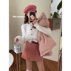 批发Thelemon原 贵气<b class='q'>珠宝</b>扣~法式小香风长毛水貂绒毛衣开衫