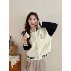 批发棒球服女春秋2025年<b class='q'>新款</b>针织衫开衫小个子美式宽松拼色夹克外套女