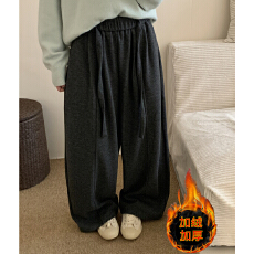 批发休闲风宽松显瘦腰带卫<b class='q'>裤</b>女2025秋季新款<b class='q'>时尚</b>设计感韩版软糯阔腿<b class='q'>裤</b>