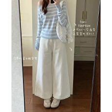 批发白色高腰直筒<b class='q'>休闲</b>裤女2026新款<b class='q'>休闲</b>百搭显瘦宽松阔腿小个子拖地裤