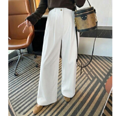 批发2026春夏季新款米色阔腿裤<b class='q'>女</b>高腰显瘦垂感<b class='q'>休闲裤</b>遮肉直筒<b class='q'>长裤</b>