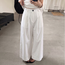 批发2026夏季白色水洗棉白色凉凉九分休闲裤女薄款直筒阔腿裤