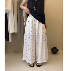 批发2026夏季薄款日系复古波点<b class='q'>阔腿裤</b>女 宽松松紧腰木耳边休闲九分<b class='q'>裤</b>