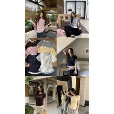 批发实拍2026短袖T恤夏新款字母印花修身显瘦正肩上衣女