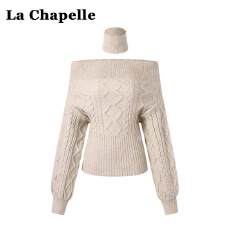 批发麻花<b class='q'>毛衣</b>一字肩露肩针织衫女秋2025<b class='q'>新款</b>韩系高级感慵懒风收腰上衣