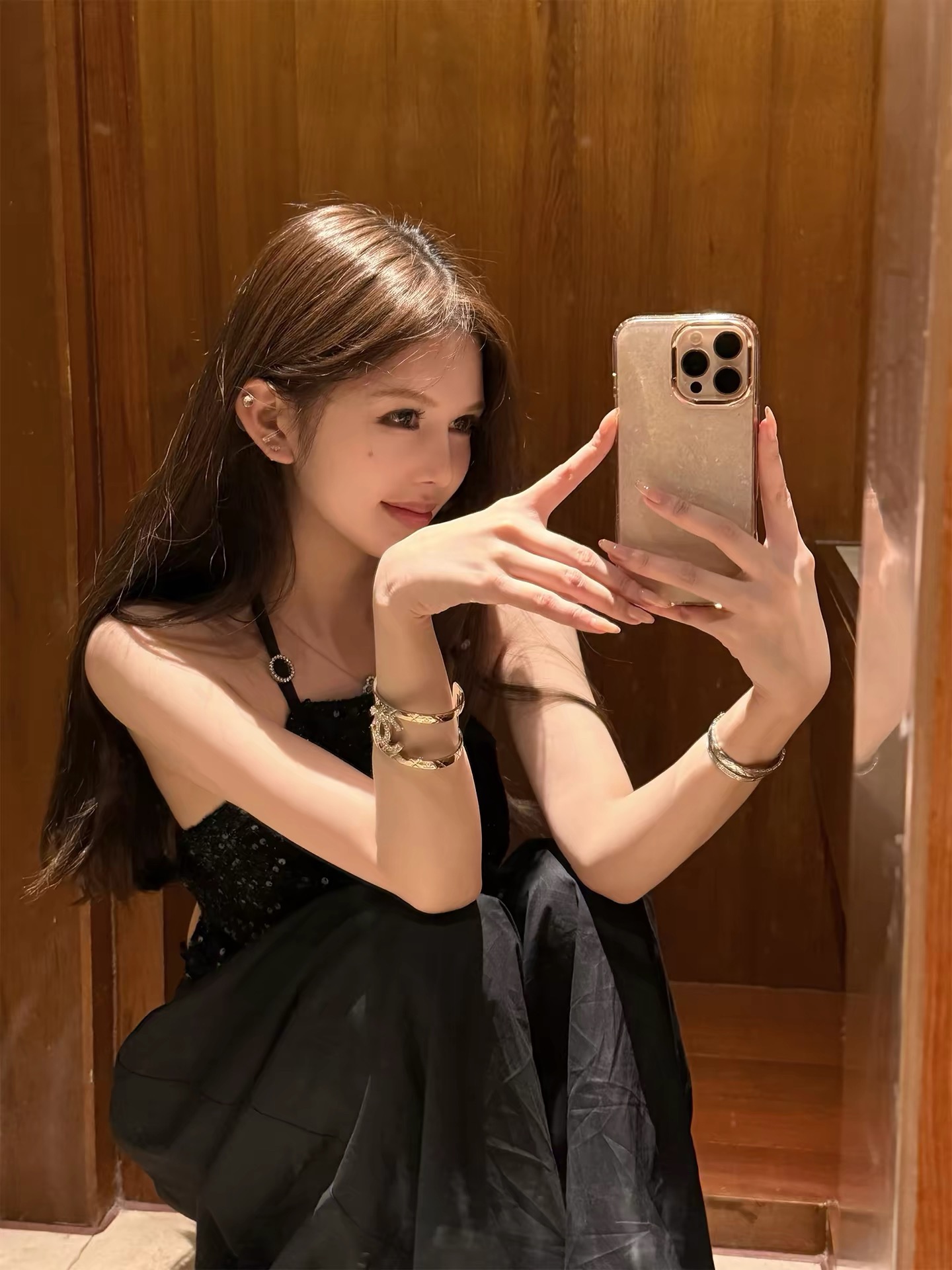 titi 작은 자매 쉬 너 눈부신 캐미솔 여름 스팽글 샤오시엔 백리스 행침 목 쇼트 스타일 맨위