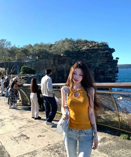 suuuicee 네온 연애 편지 물방울 모양 홀로우 아웃 디자인 복수 짜다 행침 목 니트 슬립 맨위