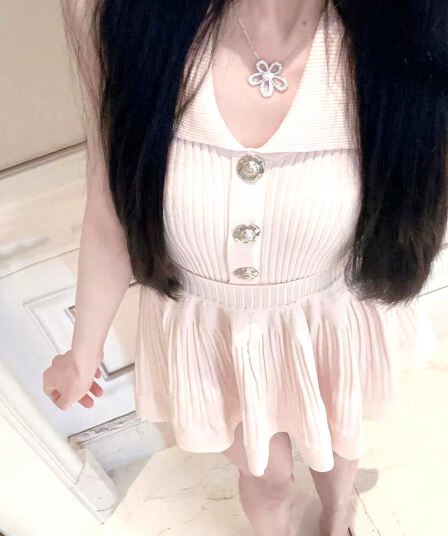 lxyg 작은 샤넬 스타일 폴로 칼라 꼬집기 허리 민소매 여성 드레스 여름 고급 센스 몸매 가꾸기 슬림해 보이는 아름다운 프랑스식 미니 스커트