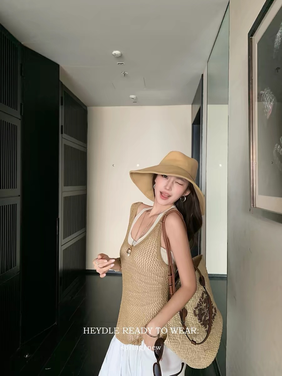 검은 콩 흠 느슨함 有度 대 u 칼라 홀로우 아웃 메쉬 조끼 블라우스 단어 뒤로 비틀림 슬립 투피스 세트