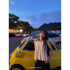 批发CEEYOU 乖嗲私服线镂空小A摆挂脖套头宽松背心米白色2026年春夏