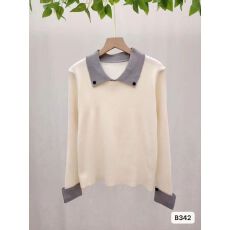 批发甜辣妹撞色翻领polo领净版针织上衣小清新<b class='q'>文艺</b>少女2025秋冬新insM