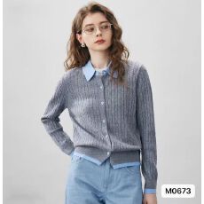 批发撞色扭麻花开衫针织小清新<b class='q'>文艺</b>百搭通勤韩系ootd2025秋冬新ins潮M