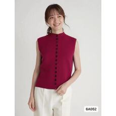 批发韩系ootd多纽扣小高领包芯纱无袖针织背心小清新文艺2026春<b class='q'>夏</b>新in