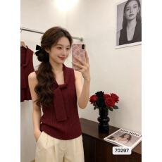 批发甜辣妹带领巾午袖竖纹针织背心文艺知性淑女2026春夏新ins潮ootdX