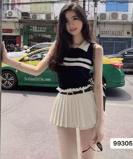 달콤한 핫걸 폴로 칼라 스트라이프 배색 민소매 니트 조끼 2026 봄 아모이 ins 트렌디 한일 ootd 캐주얼 chx