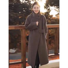 2025秋冬新款高级感双面羊绒大衣女中长款赫本风宽松羊毛呢子外套