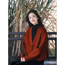 批发新中式国风红色毛呢外套女冬季过年战袍高级感超好看盘扣<b class='q'>短款</b>大衣