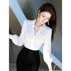 批发气质名媛白色衬衫女2026春季新款轻奢高级感法式小资百搭<b class='q'>职业</b>上衣